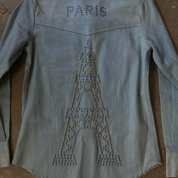 70’s Denimites Studded Eiffel Tower Blouse - Picture 6 of 9